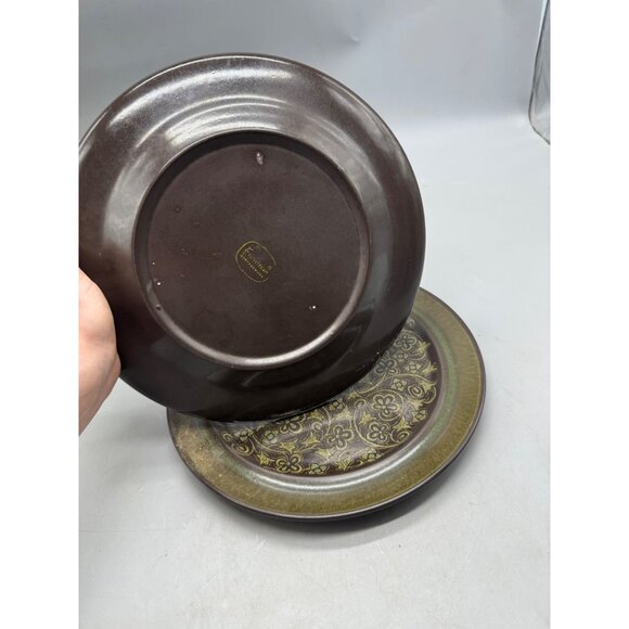 Vtg Franciscan Madeira Brown Floral Stoneware dinner Plate set of 2 READ - Picture 5 of 6